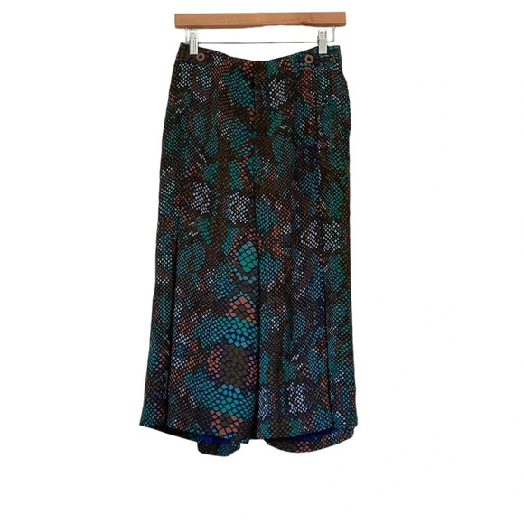 Anthropologie The Essential Culotte Sz 0 Wide Leg Cropped Snake Print Boho Retro - Picture 2 of 13